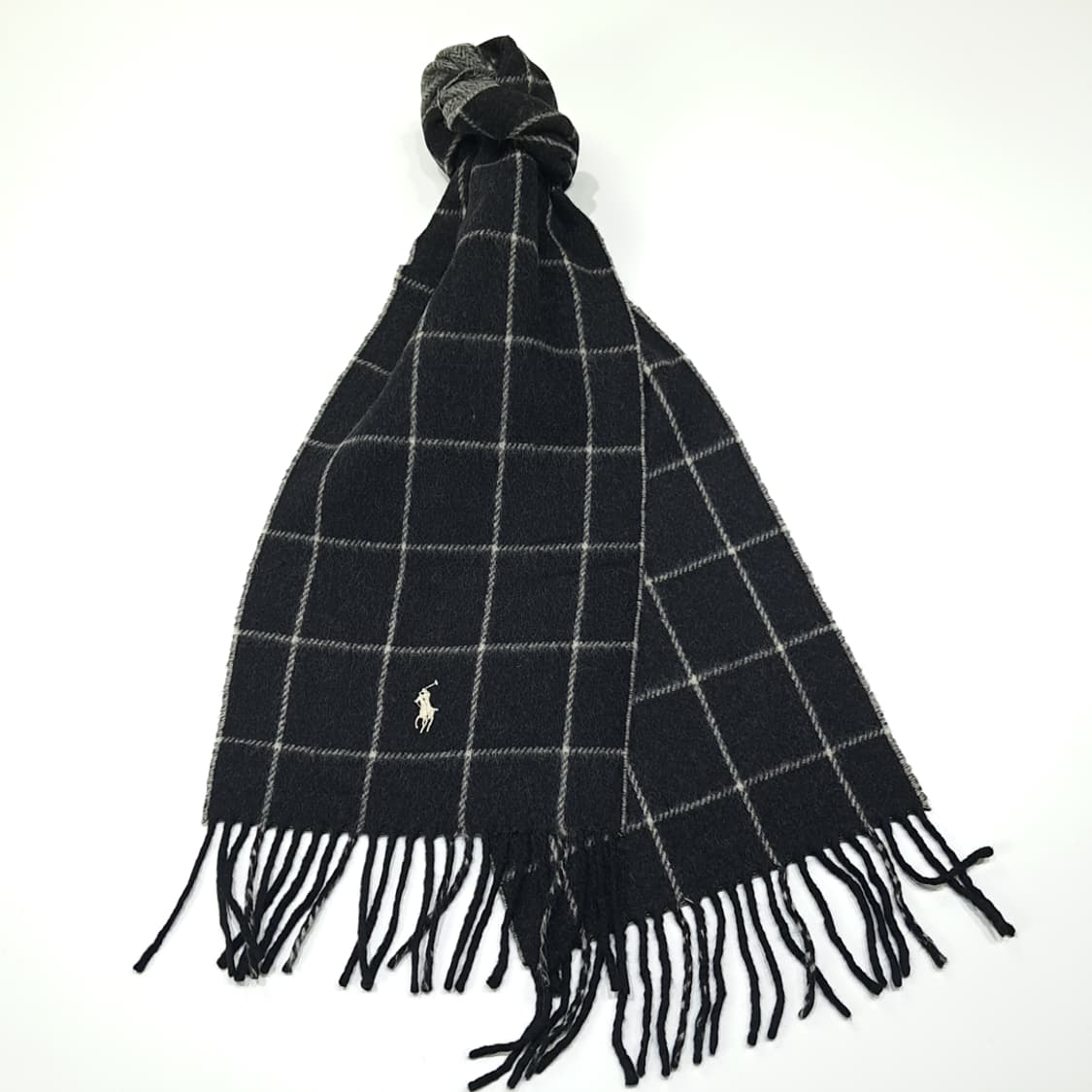 MX485 폴로 90s 이태리판 램스울 양면 네이비 머플러 목도리 상품이미지5