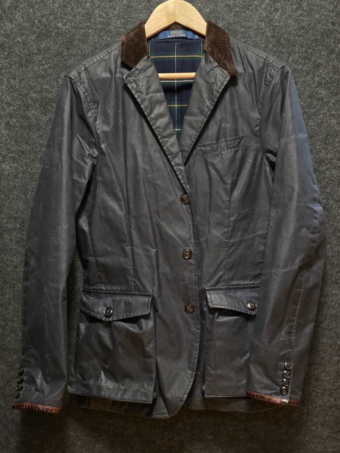 폴로 랄프로렌 왁스 코튼 헌팅 재킷 (S / 블랙 와치 안감) 상품이미지1