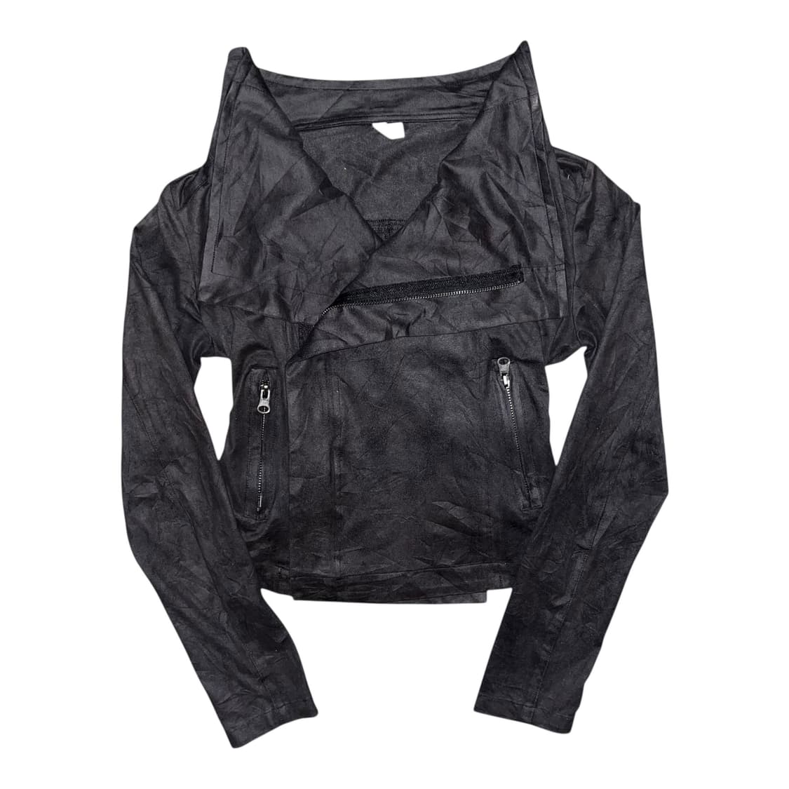 스웨이드 하이넥 사선지퍼 크롭 자켓 y2k갸루펑크 상품이미지1