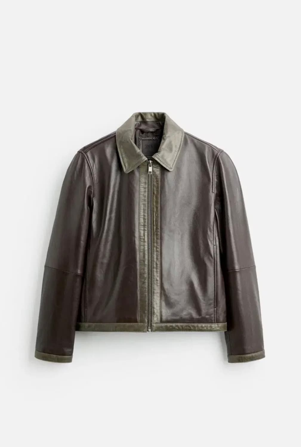 자라 콘트라스트 양가죽 레더 가죽 자켓 S (97) 새상품 상품이미지1