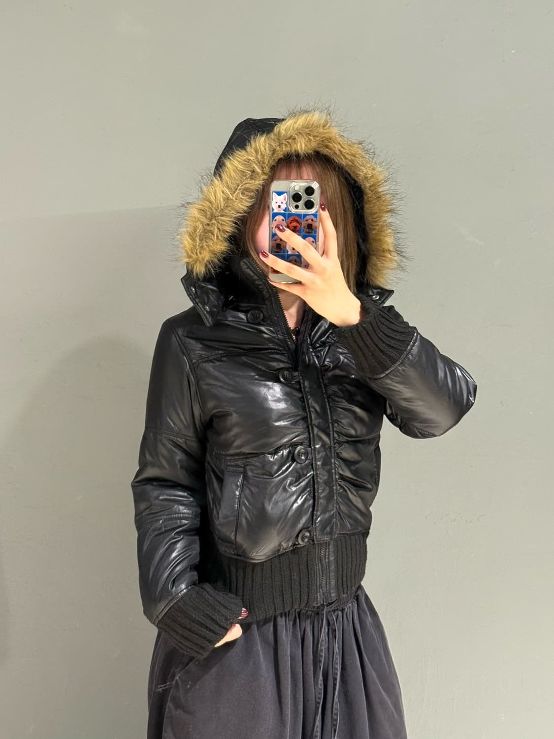 hood fur n2b button-up detail padding 상품이미지2