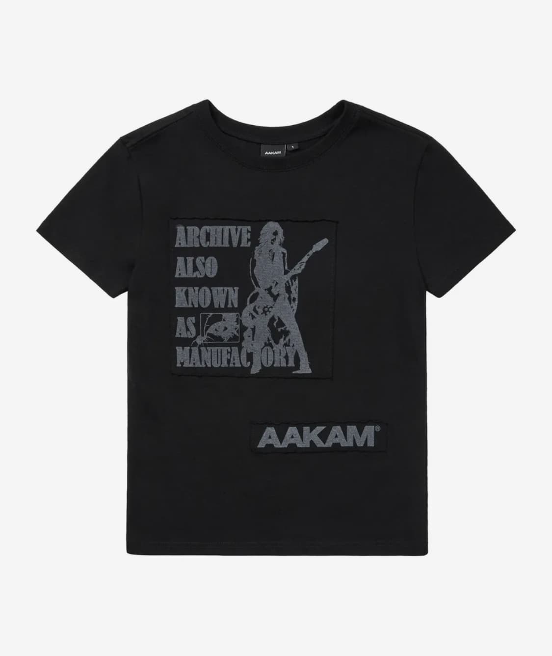 AAKAM Washed Patch Half Top (Black) 상품이미지1