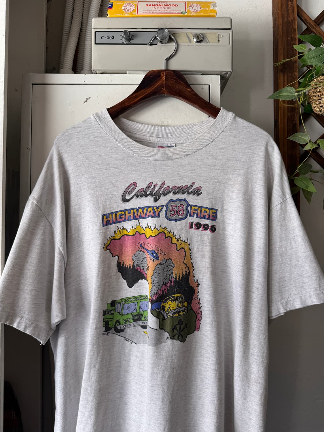 [XL]90's Hanes USA Highway Fire 프린팅 티셔츠 상품이미지3