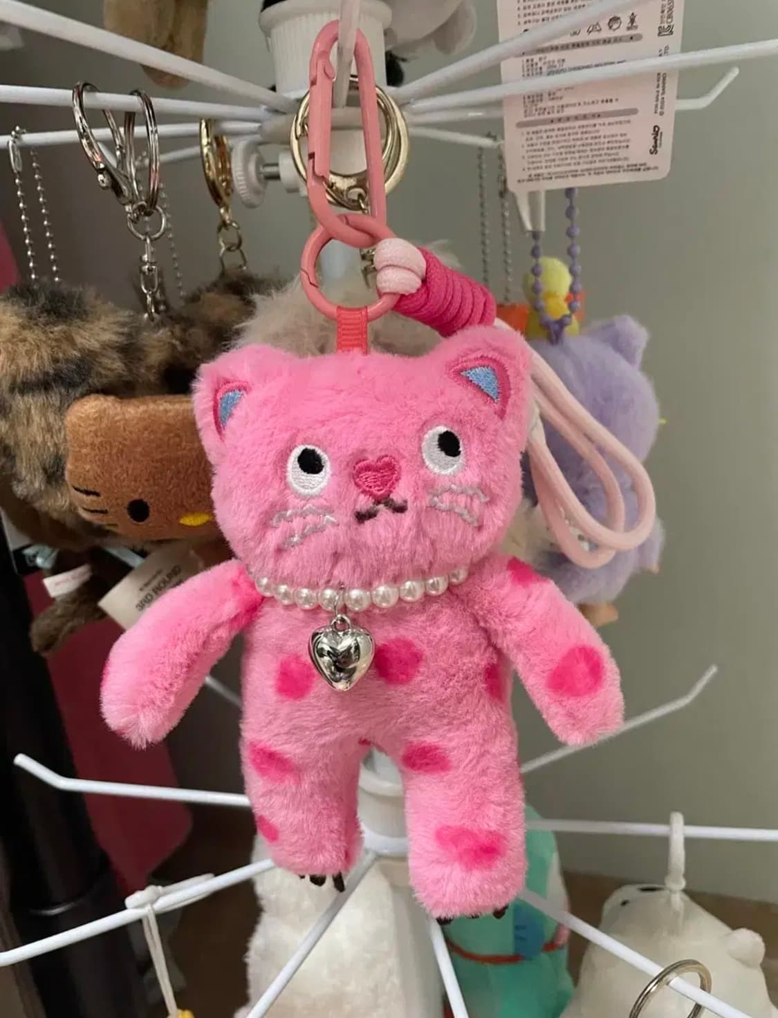 [새상품] 일본 빈티지 하트 핑크 고양이 키링 상품이미지1
