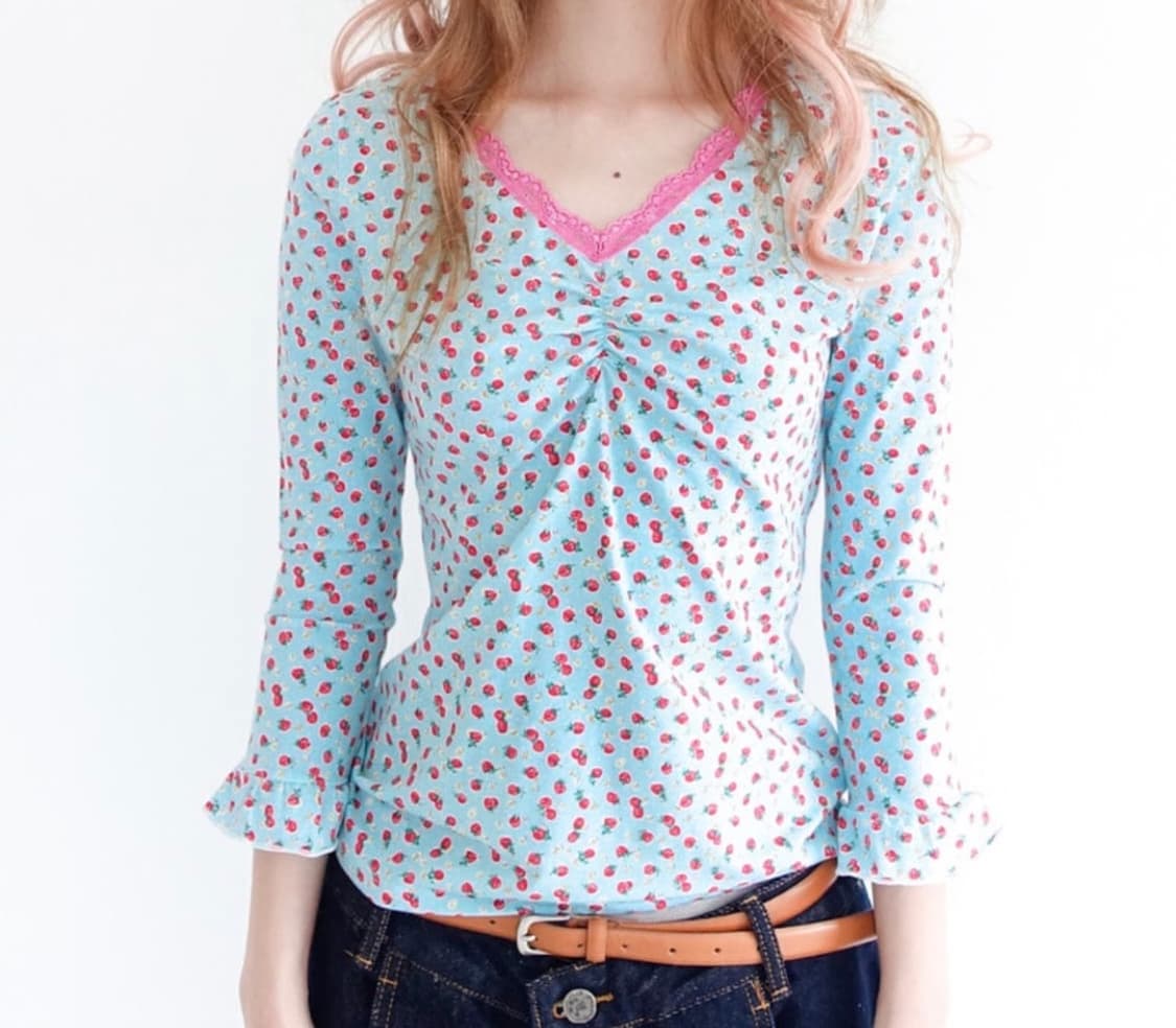 샵페어리 스트로베리 레이스 탑 민트 상품이미지1