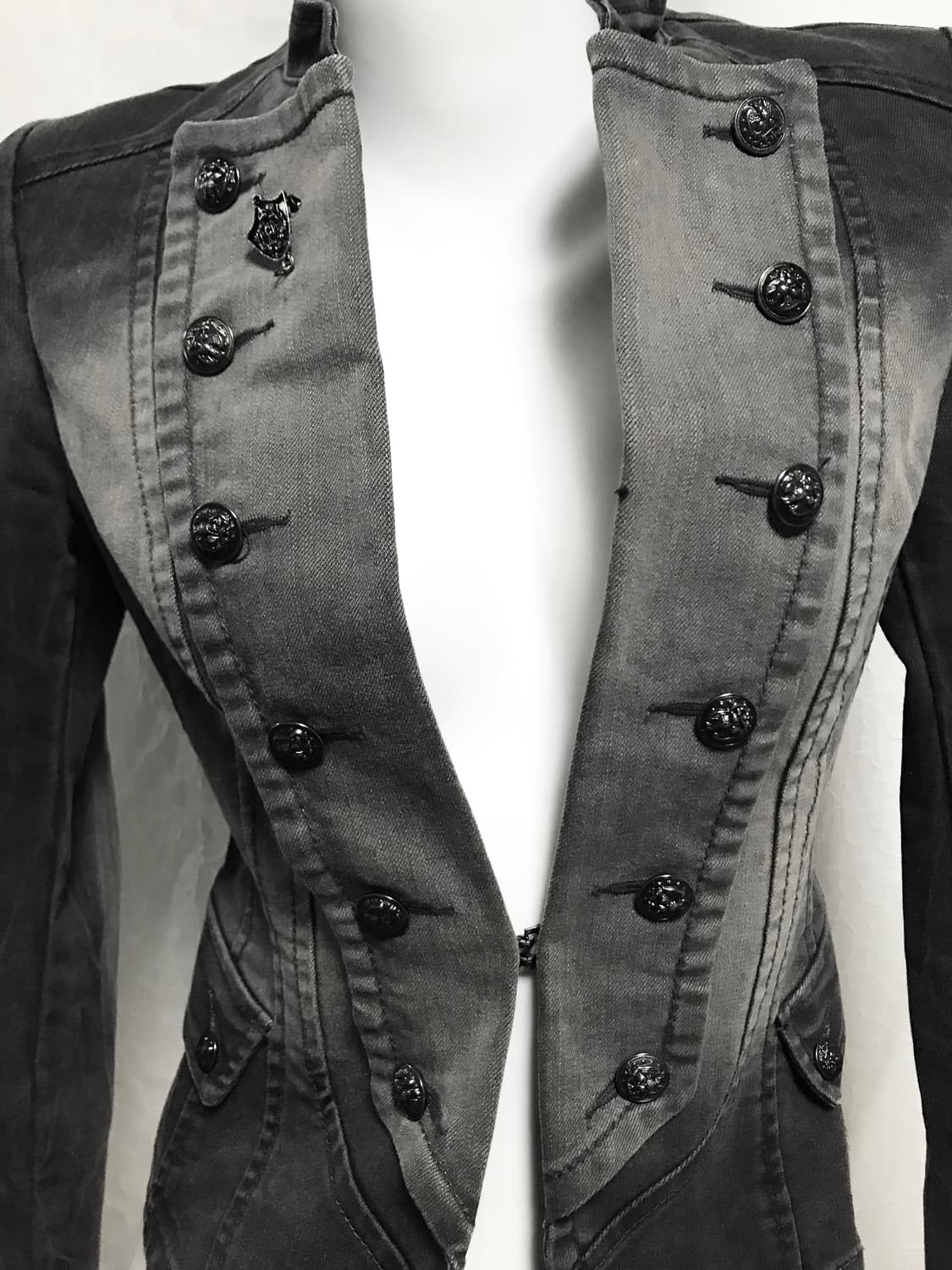 빈티지 아카이브 펑크 흑청 워싱 데님 나폴레옹 자켓 상품이미지3