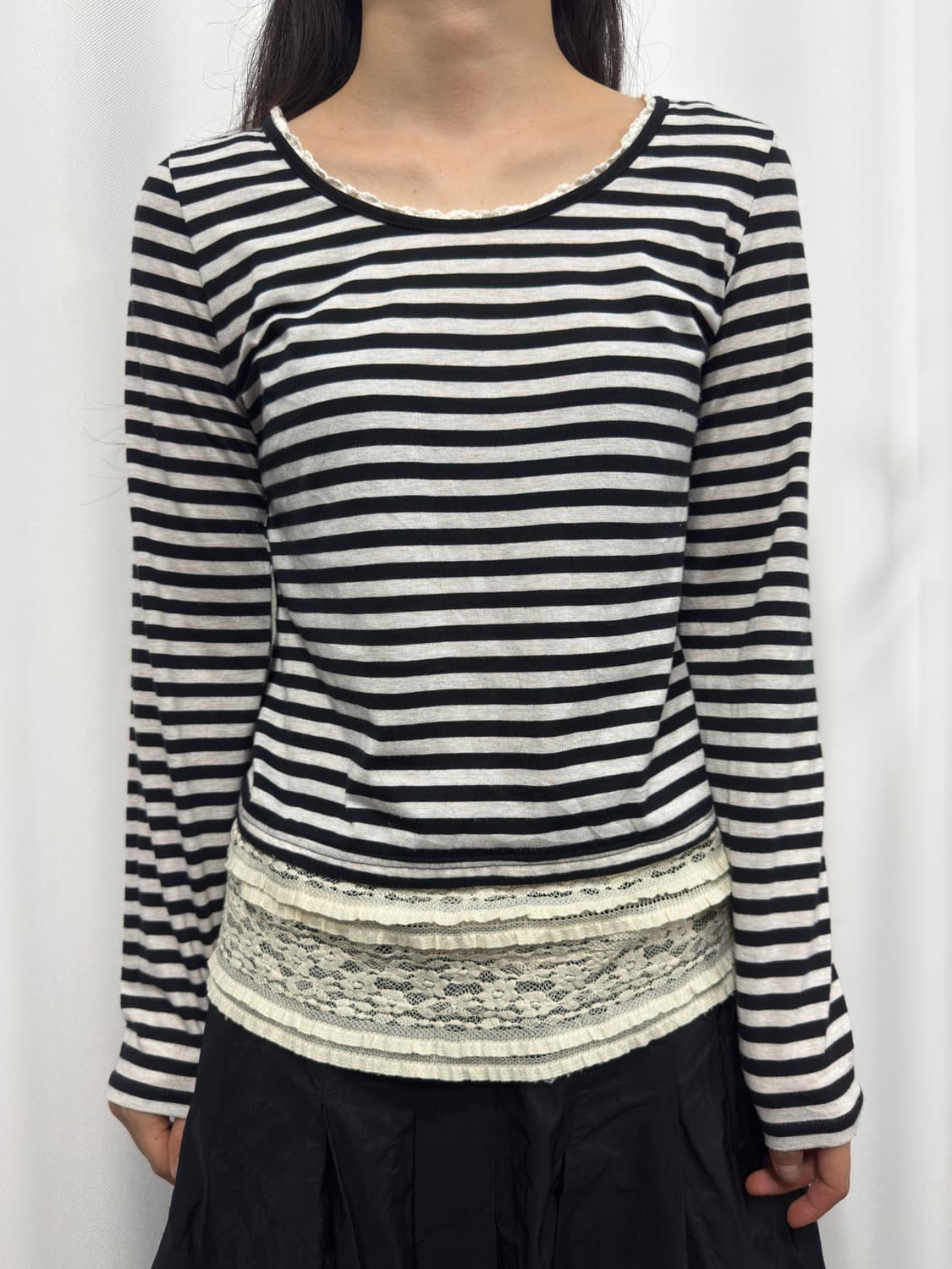 sorri dere stripe lace longsleeve 상품이미지1