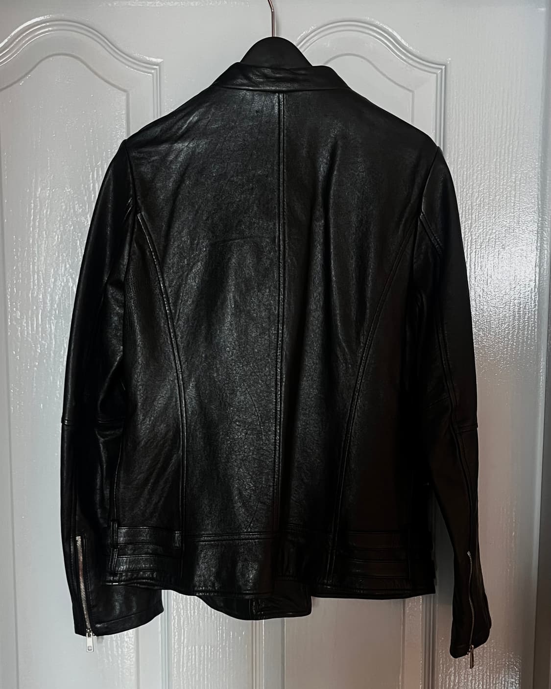 사선 비대칭 이태리 램스킨 라이더 가죽자켓 상품이미지4