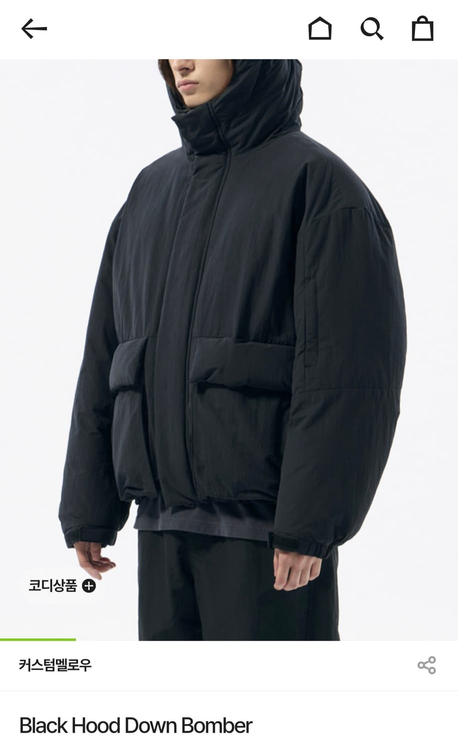 [새상품] 코오롱 커스텀멜로우 숏 구스다운 봄버패딩 블랙 L 상품이미지3