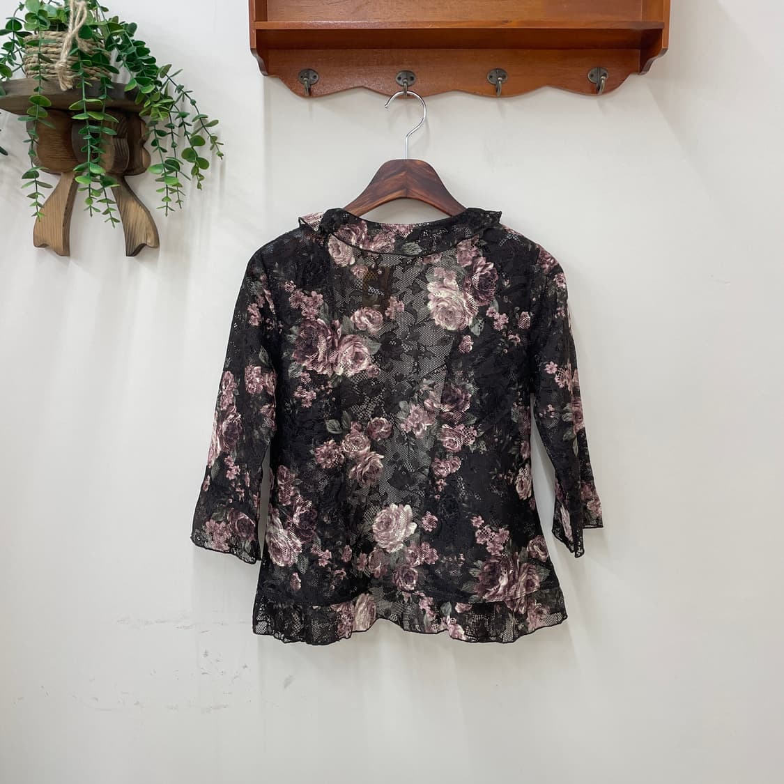 Rosa cherry 장미 레이스 프릴 볼레로 상품이미지4