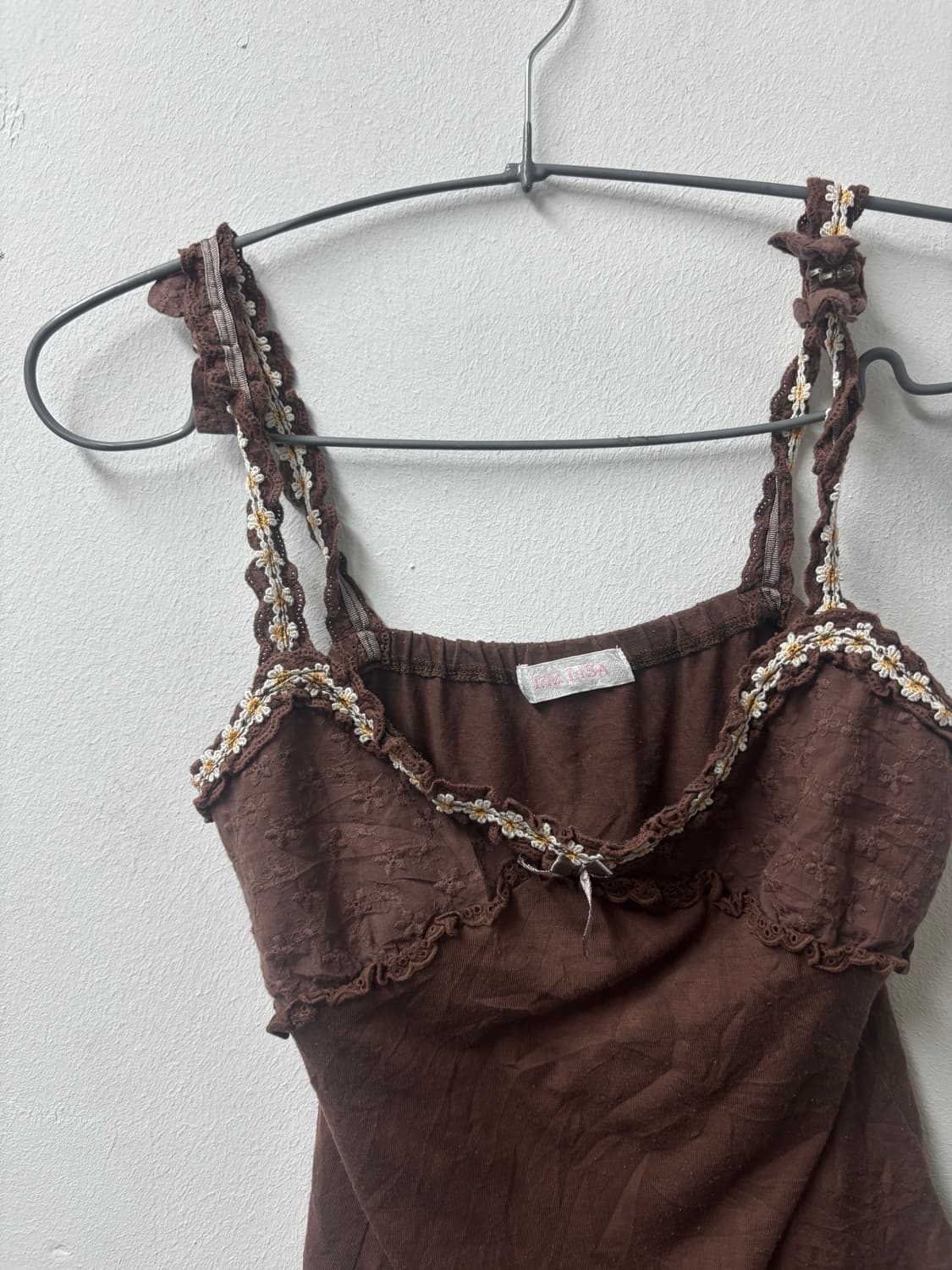 리즈리사 브라운 플라워 리본 슬리브리스 상품이미지6