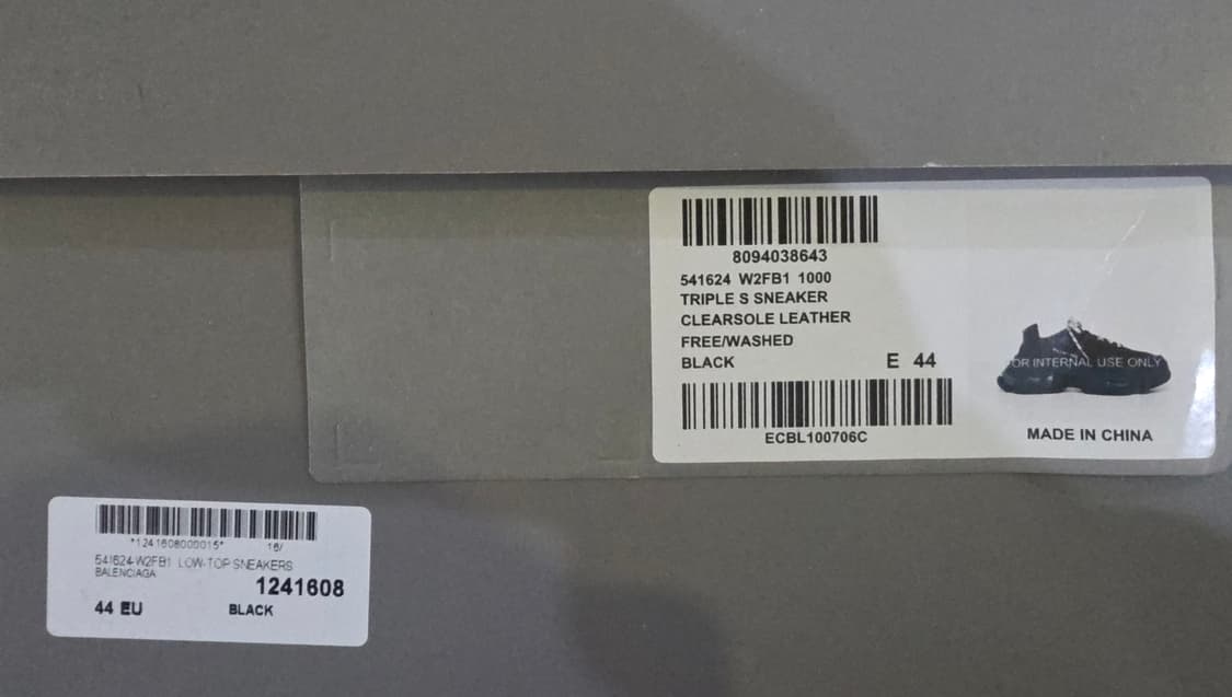 발렌시아가 트리플S 클리어솔 블랙 44 새 제품 상품이미지6