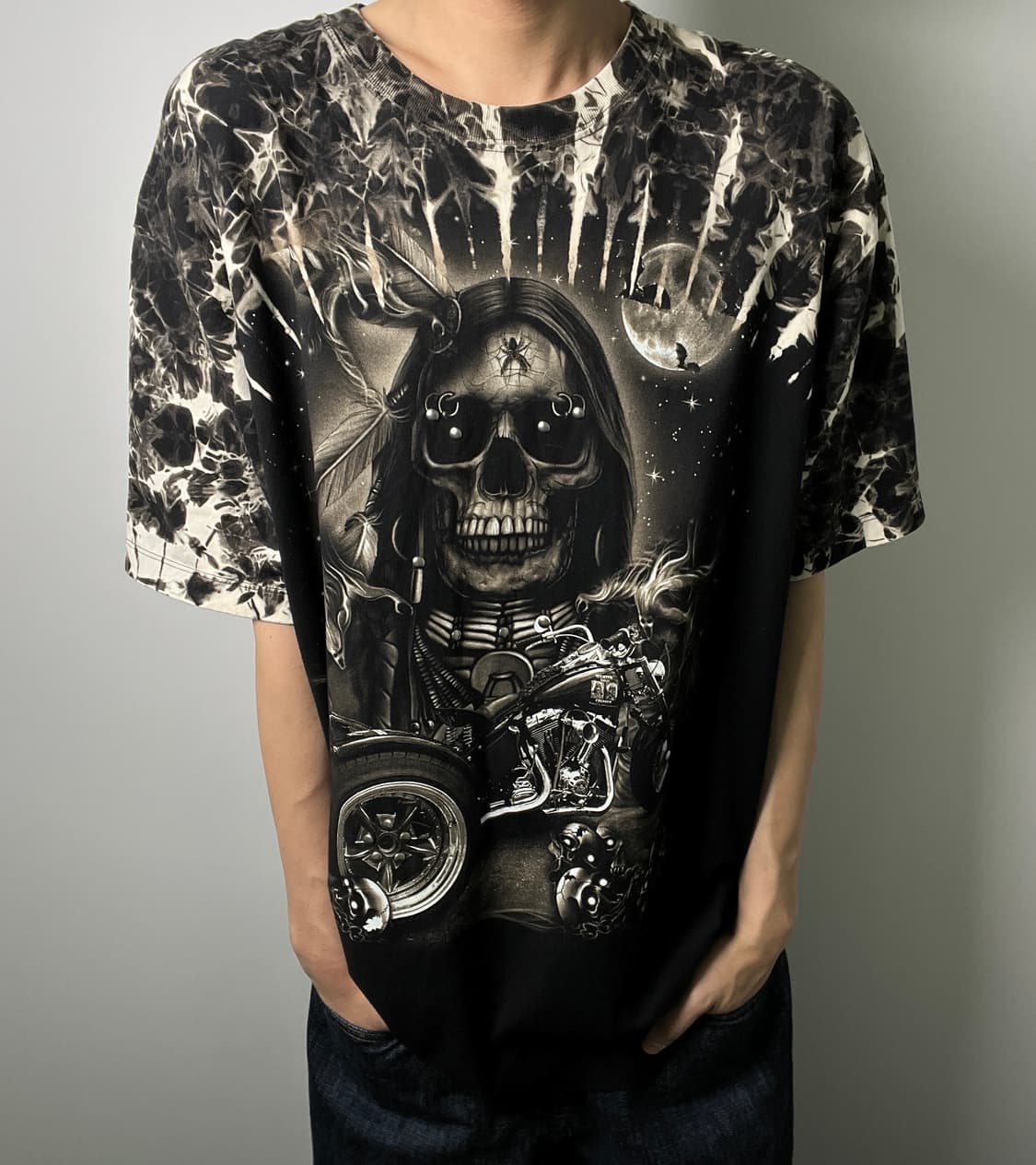 survivors 빈티지 펑크 스컬 프린팅 반팔 티셔츠 XL 상품이미지3