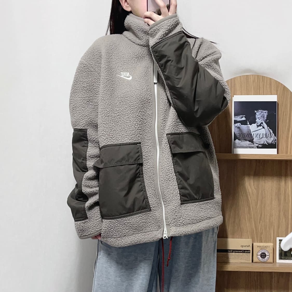 [정품] 나이키 브라운그레이 포켓 패치 후리스 [ L ] 상품이미지5