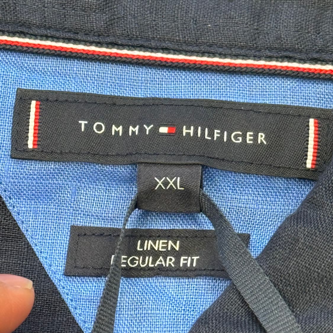 XXL 새상품 타미힐피거 네이비 린넨 셔츠 상품이미지4