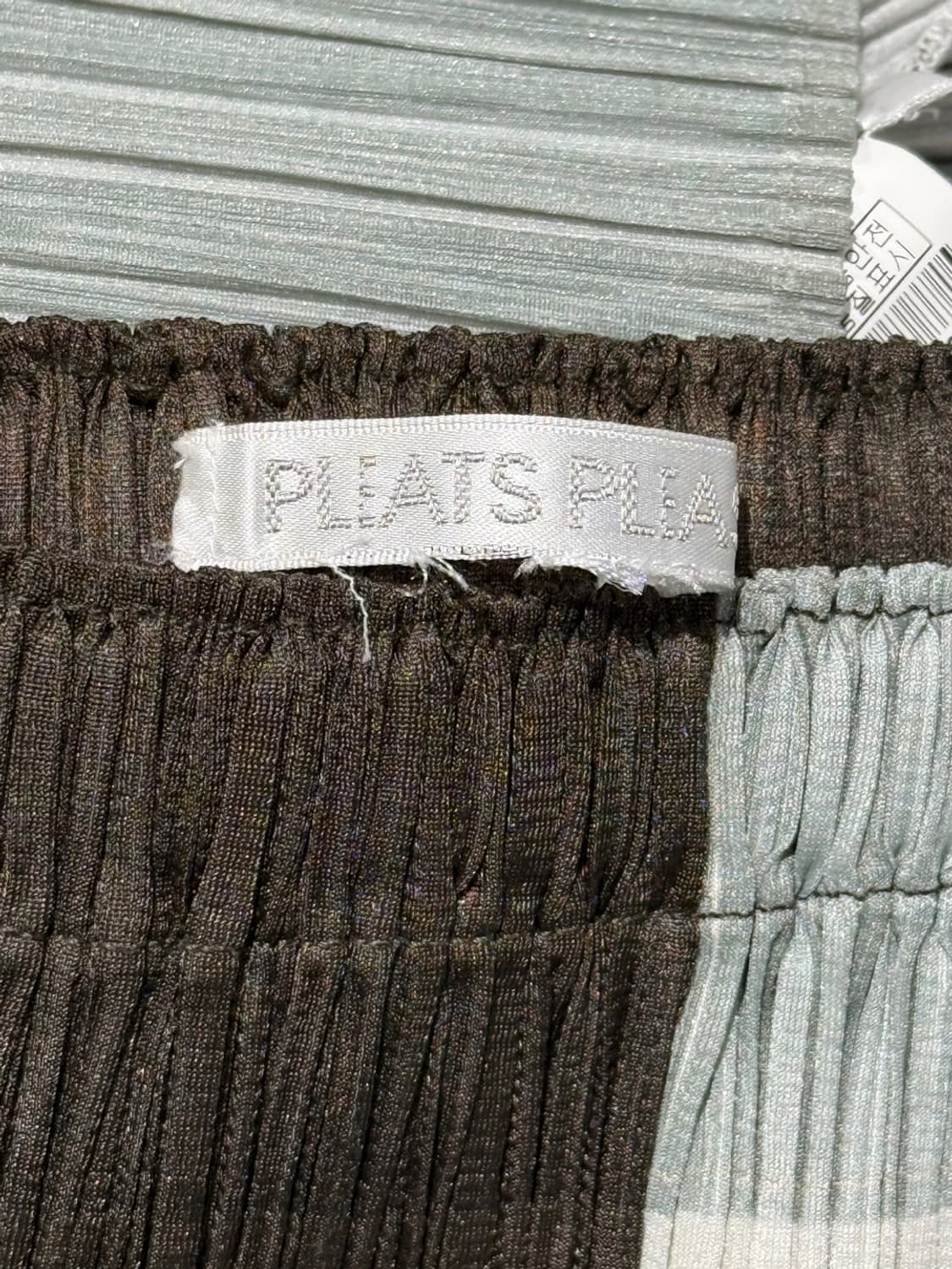  플리츠 플리즈 민트 브라운 스트라이프 배색 탑 스커트 셋업 상품이미지8