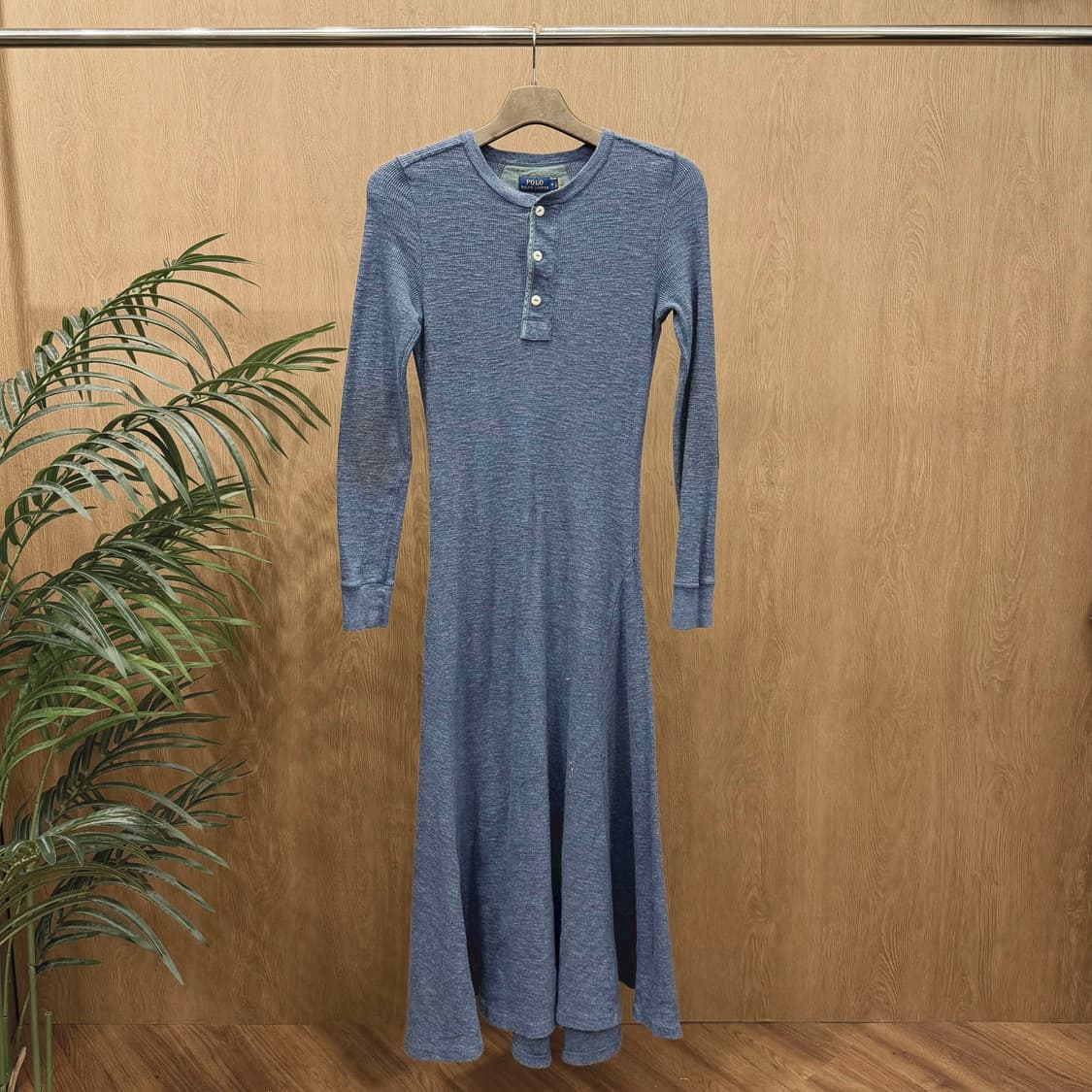 폴로 랄프 로렌 니트 롱 원피스 헨리넥 엘보 패치 슬림핏 라이트 블루 상품이미지1