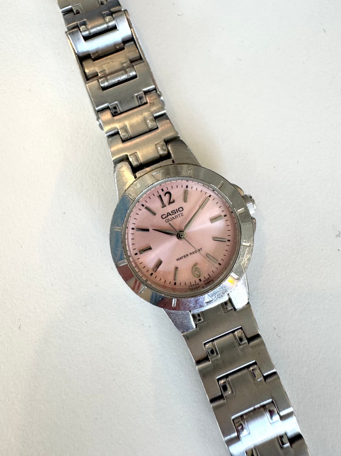 [빈티지] 카시오 핑크 선레이 다이얼 실버 메탈 시계 상품이미지4