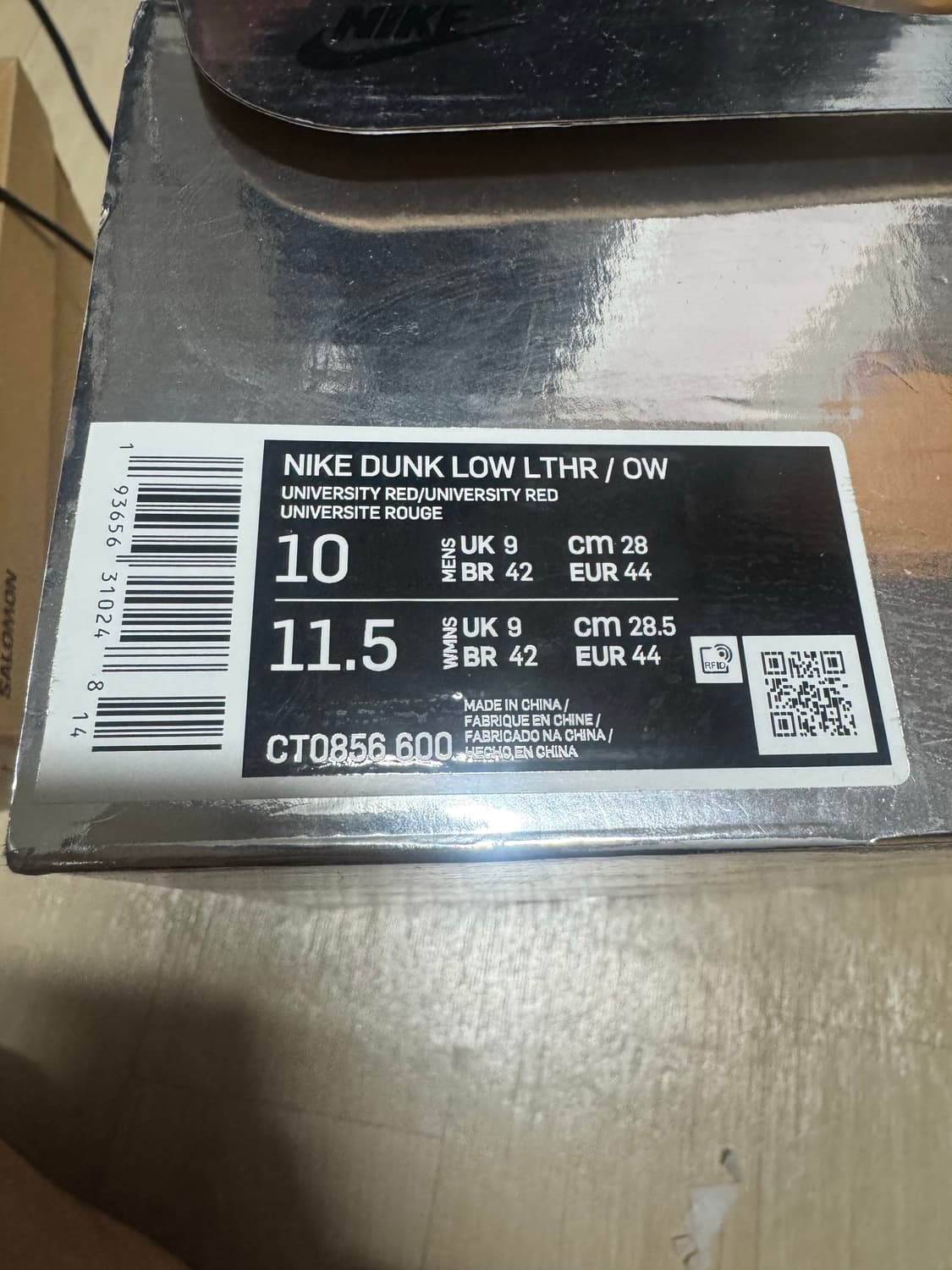 나이키 x 오프화이트 덩크 로우 유니버시티 레드 280 상품이미지7