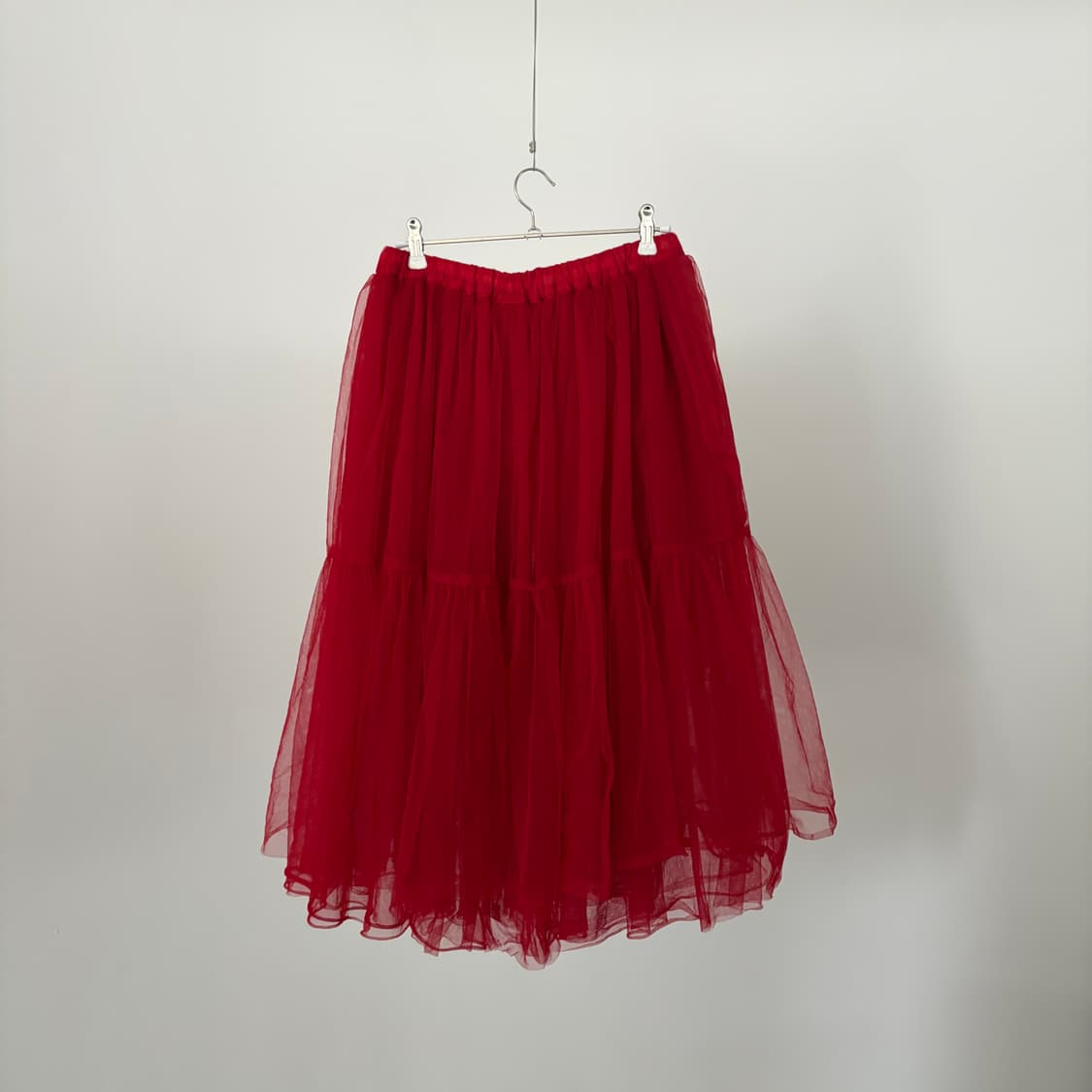 Red Tulle Shirring Skirt 상품이미지6