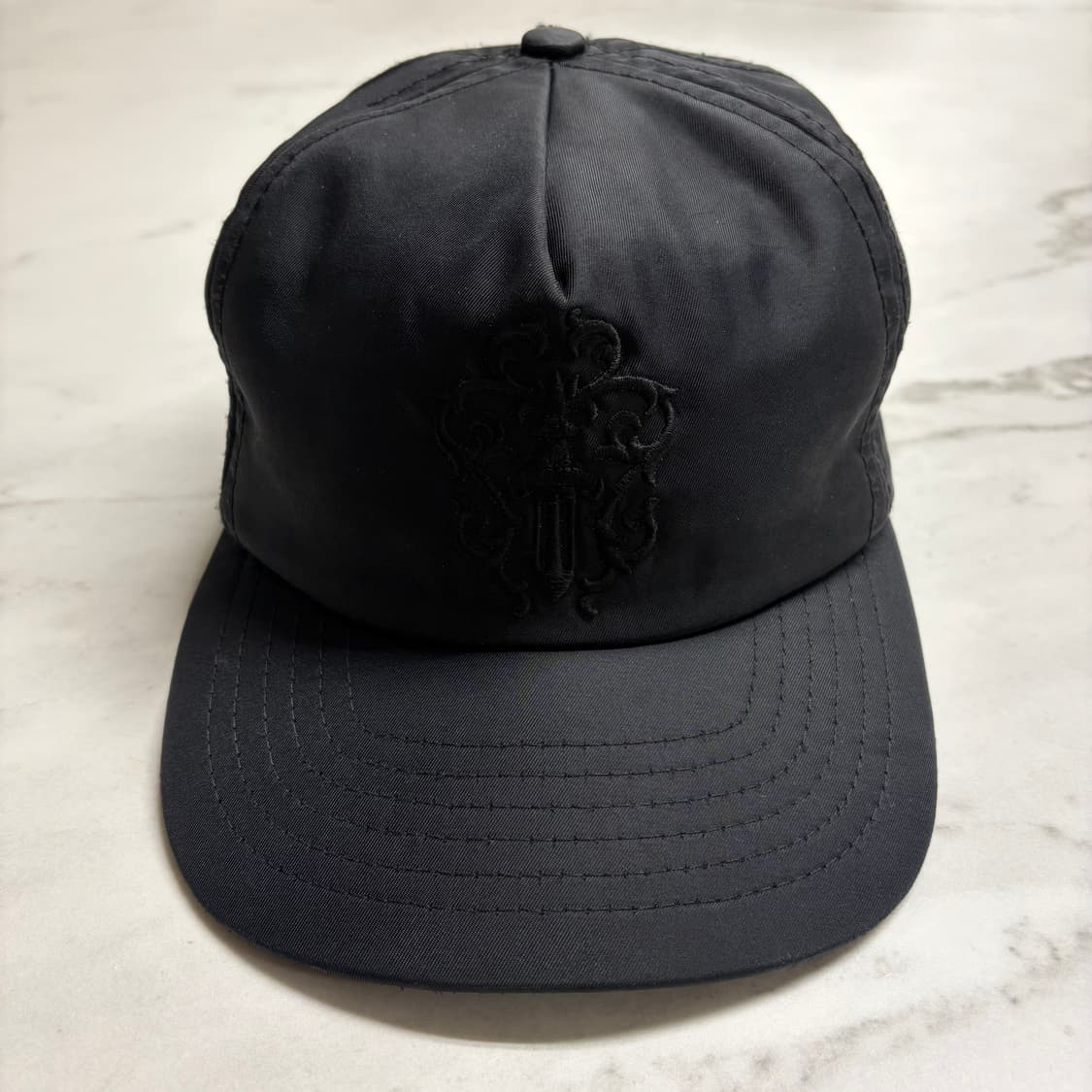 레어) 90s 올드 크롬하츠 나일론 대거 자수 캡 모자 블랙 OS 상품이미지3