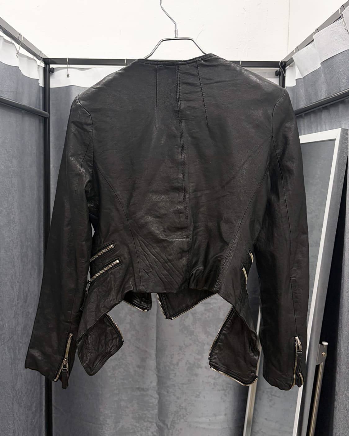 빈티지 비대칭 지퍼 디테일 램 레더 자켓 상품이미지3