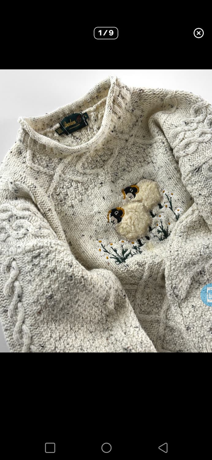 빈티지 양 자수 아란 케이블 스웨터 상품이미지3
