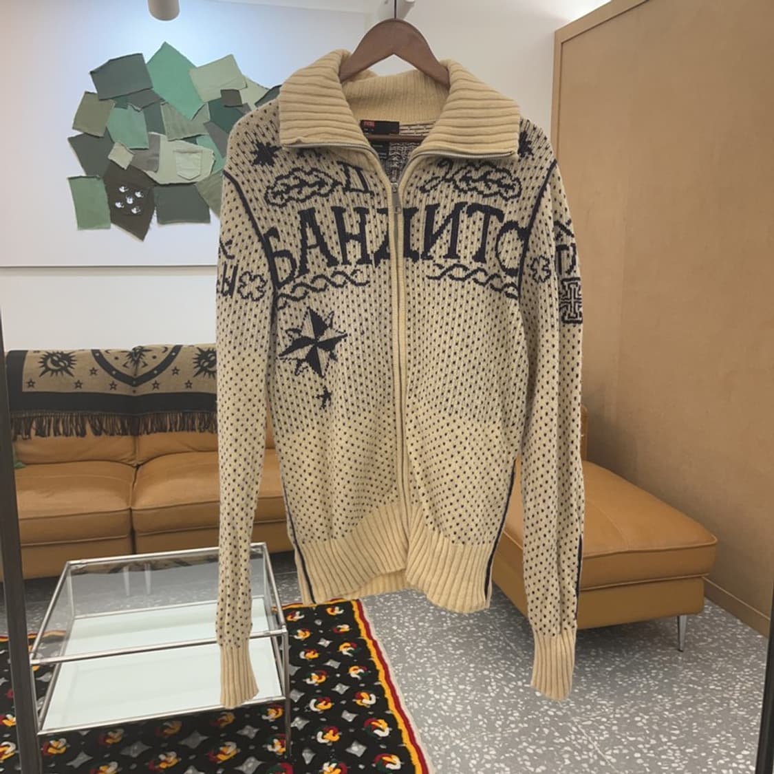 디젤 올드스쿨 빈티지 레터링 울 가디건 XL C06918 상품이미지3