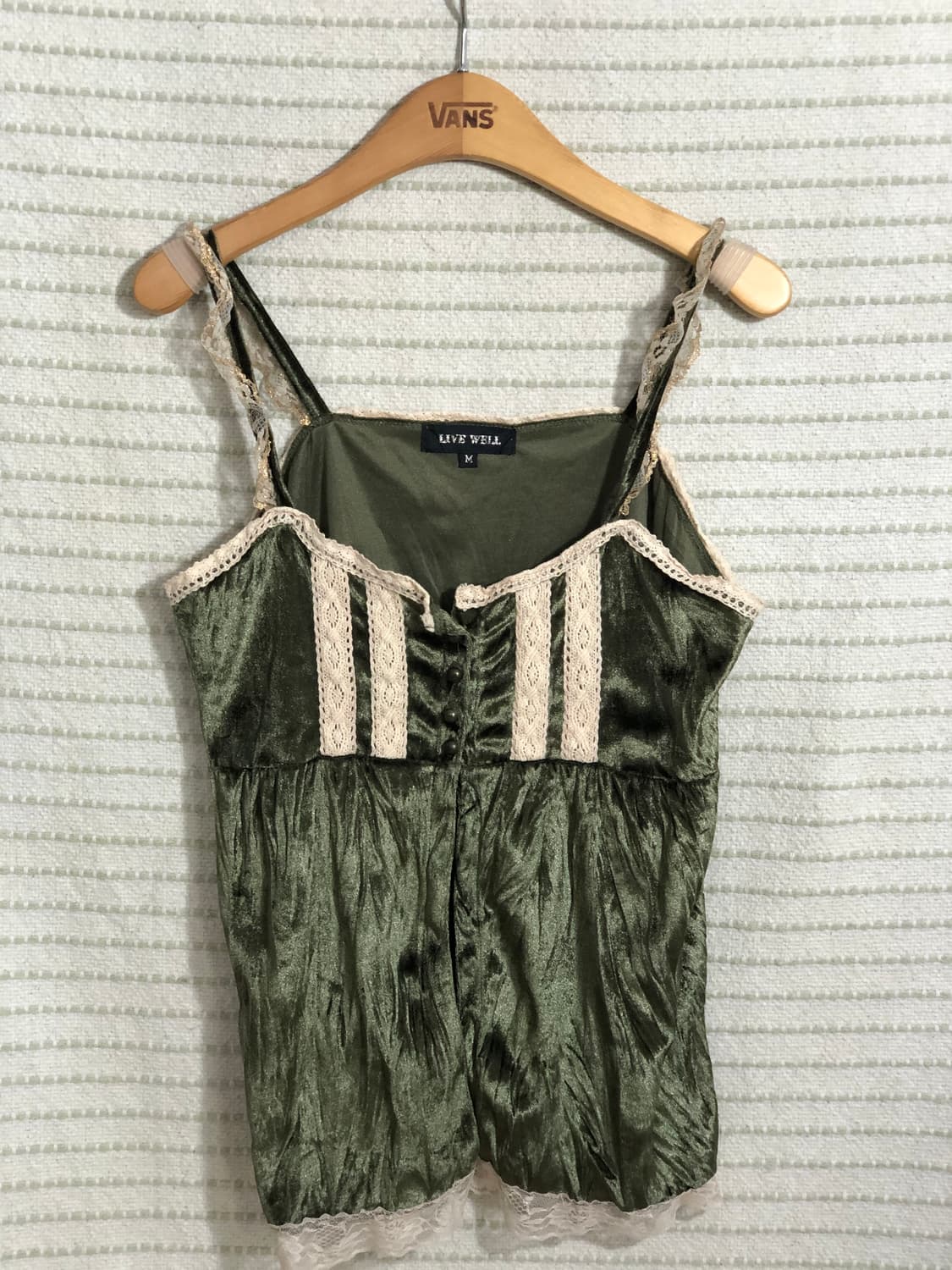 일본 빈티지 그린 벨벳 스타일 민소매 레이어드 모리걸 티셔츠 나시 상품이미지1