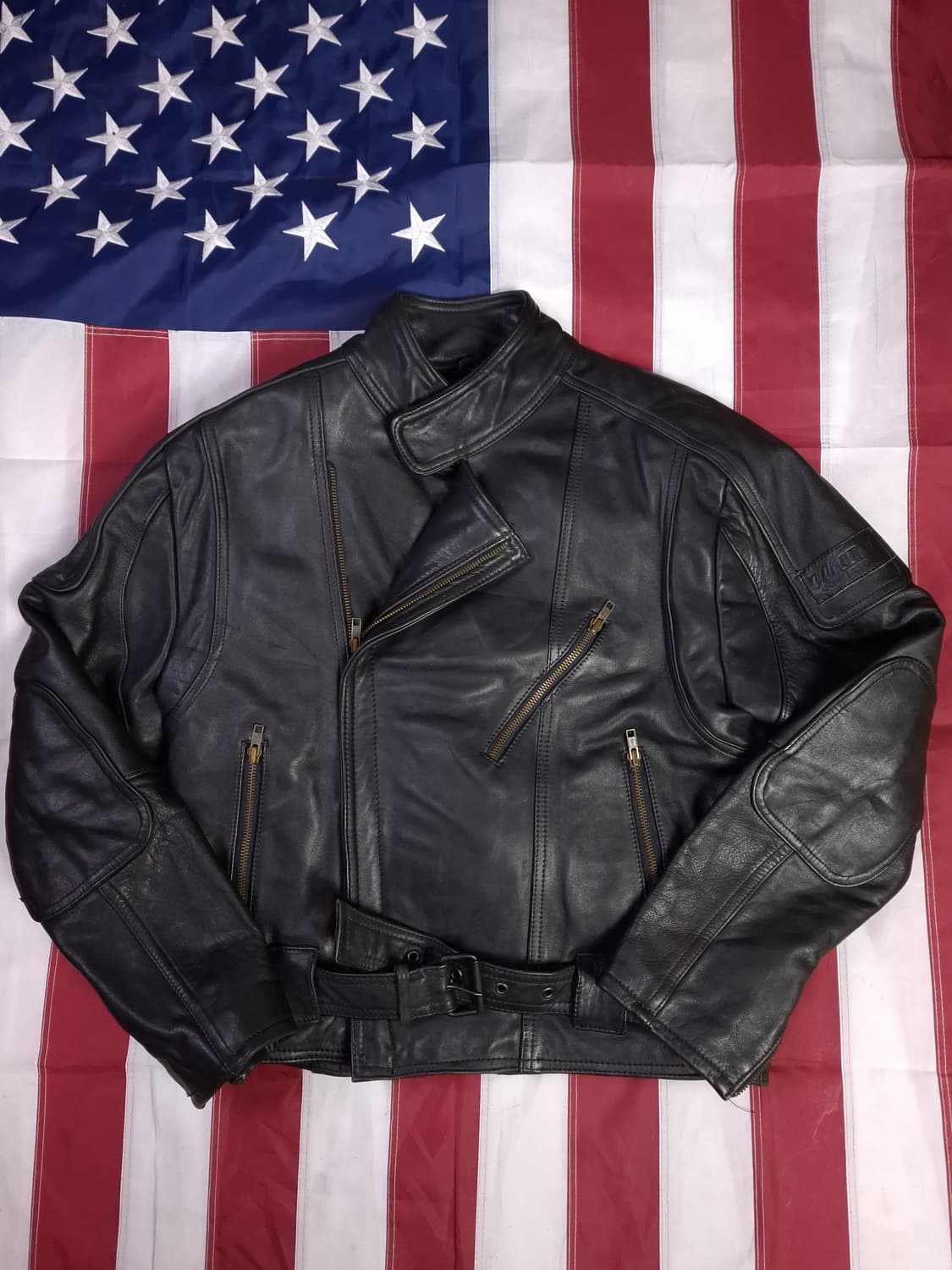 90's 일본판 리얼레더 더블 라이더자켓 상품이미지1