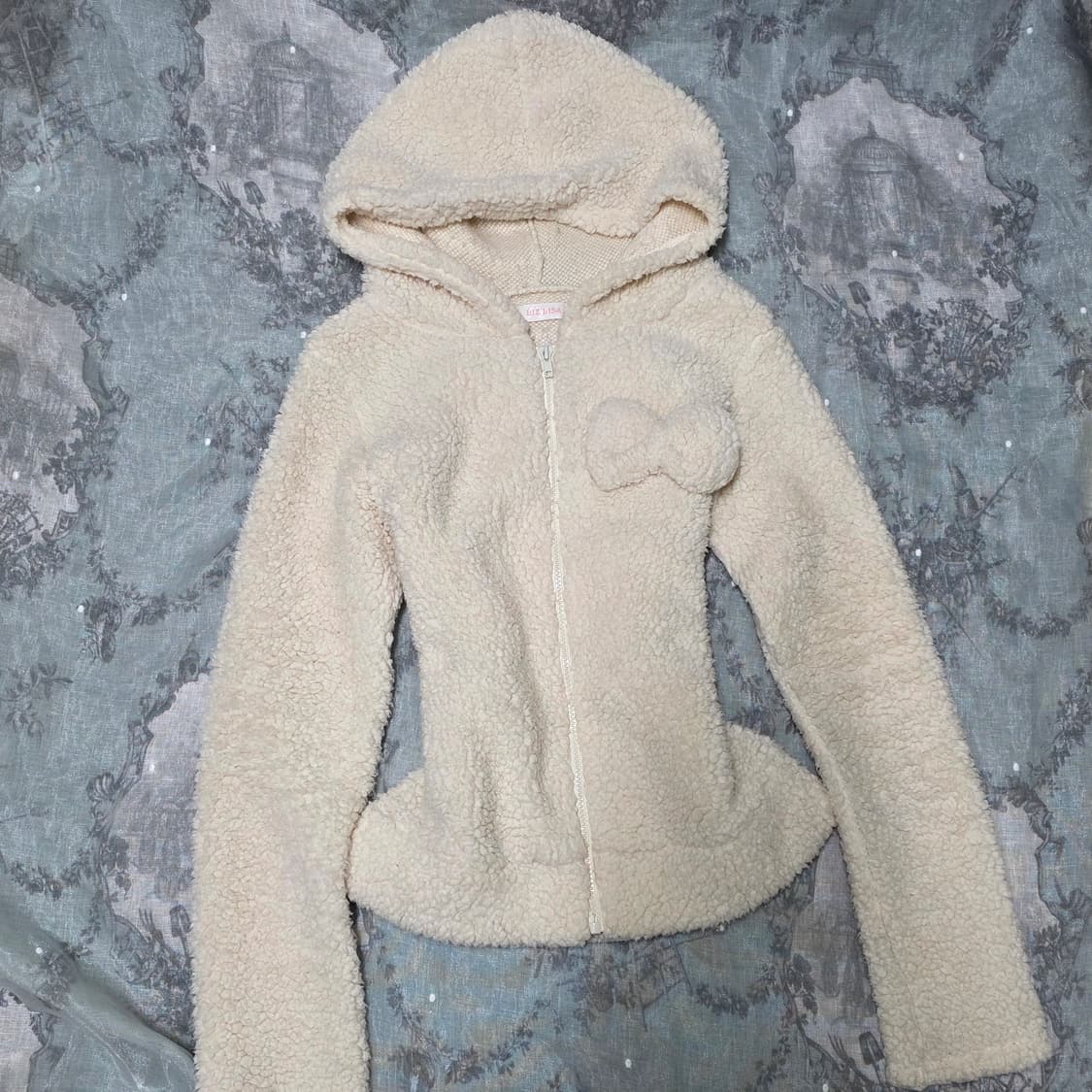 빈티지 리즈리사 리본 뽀글이 플리스 후드집업 히메갸루 룸웨어 상품이미지2