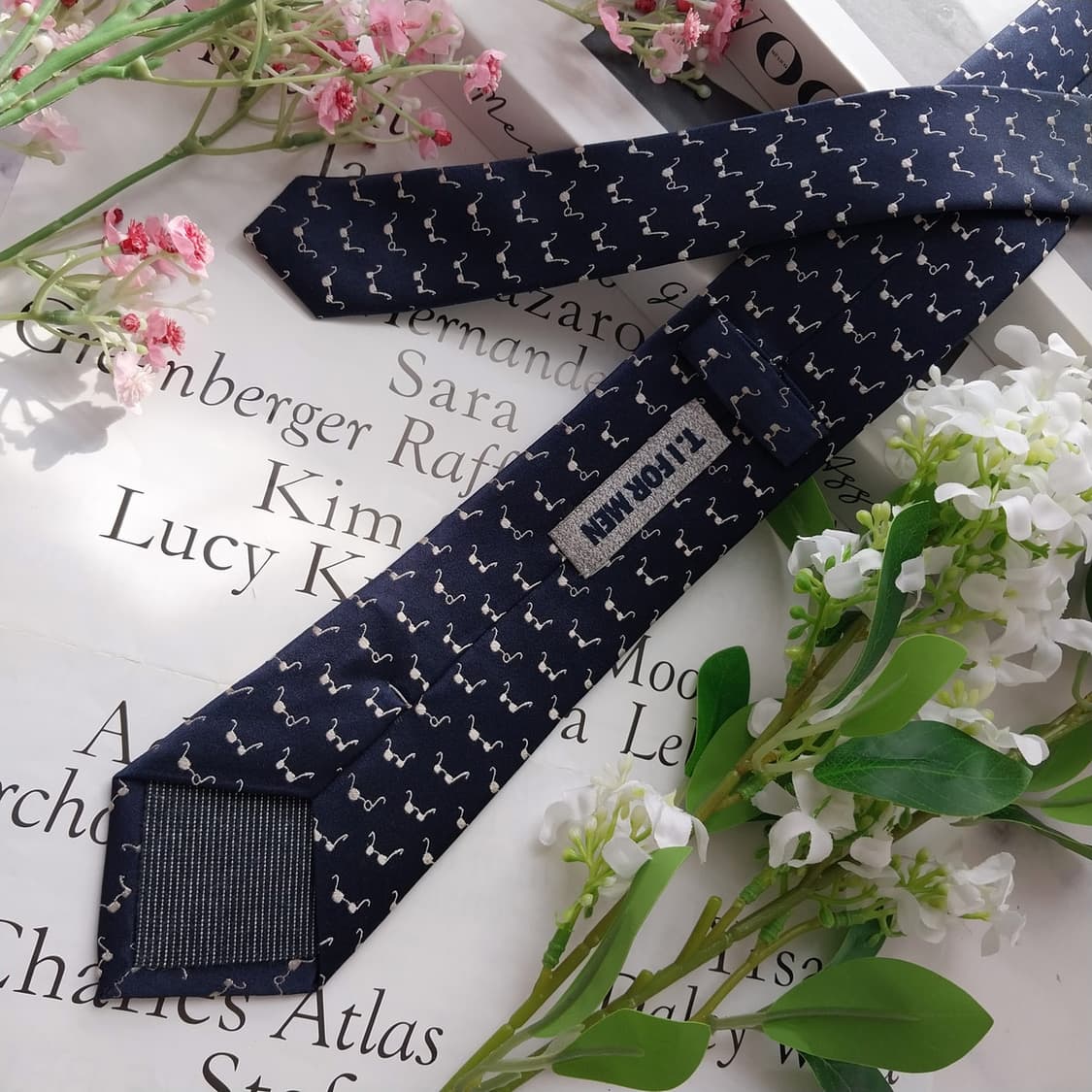 티아이포맨 실크 네이비 안경 자수 넥타이 6.5cm A+등급 K2395 상품이미지5