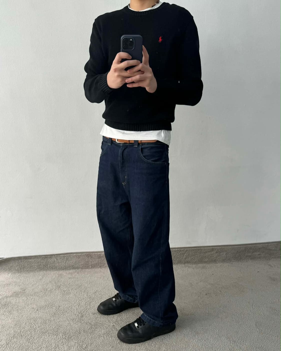 [L] 폴로 랄프로렌 신형 큐알 블랙 크루넥 코튼 니트 스웨터 상품이미지4