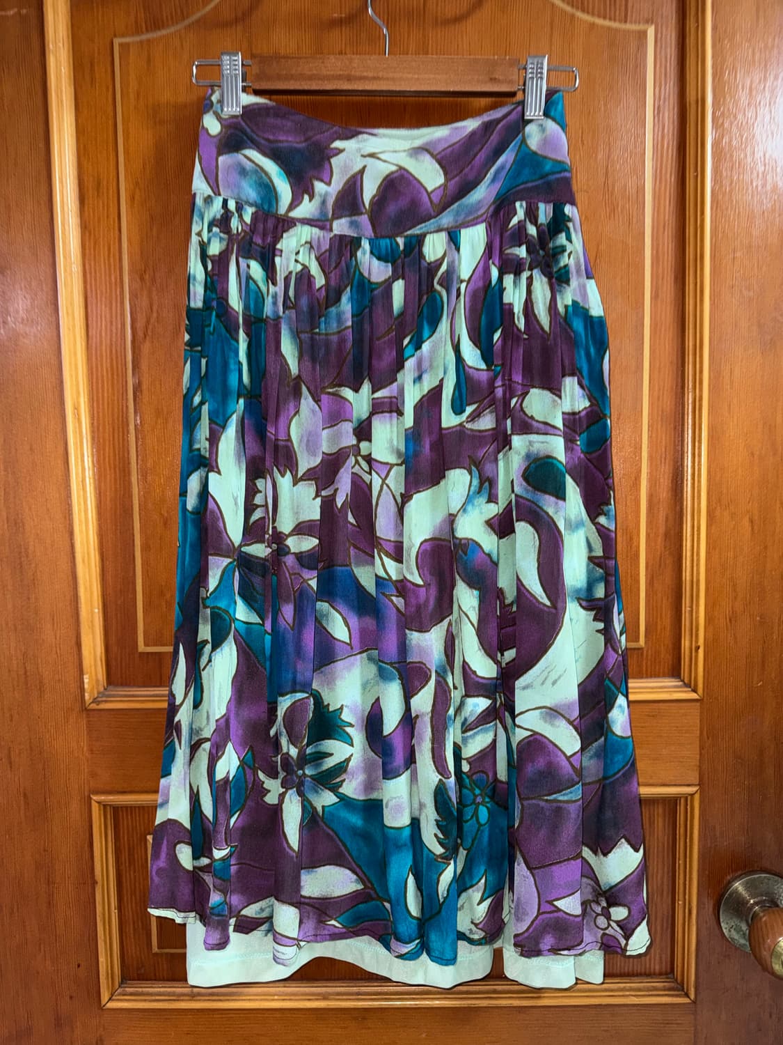 수채화 플라워 쉬폰 롱 스커트 상품이미지4