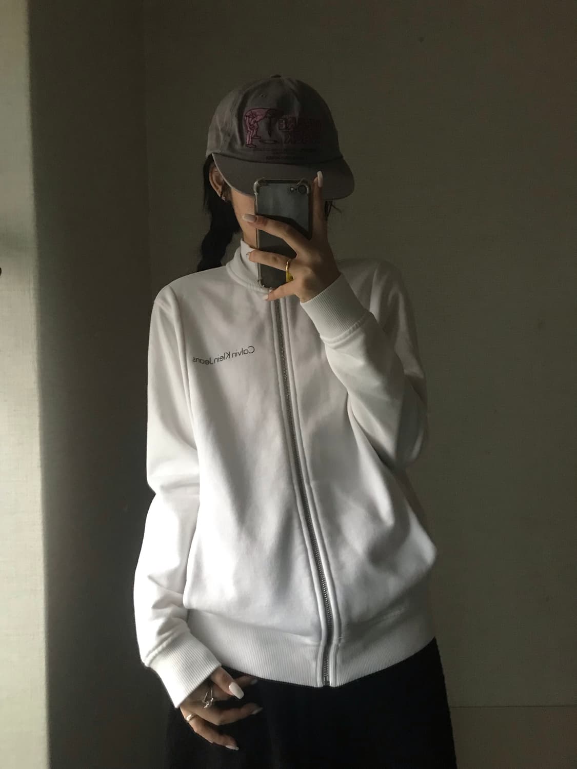 켈빈클라인 화이트 면집업 상품이미지3