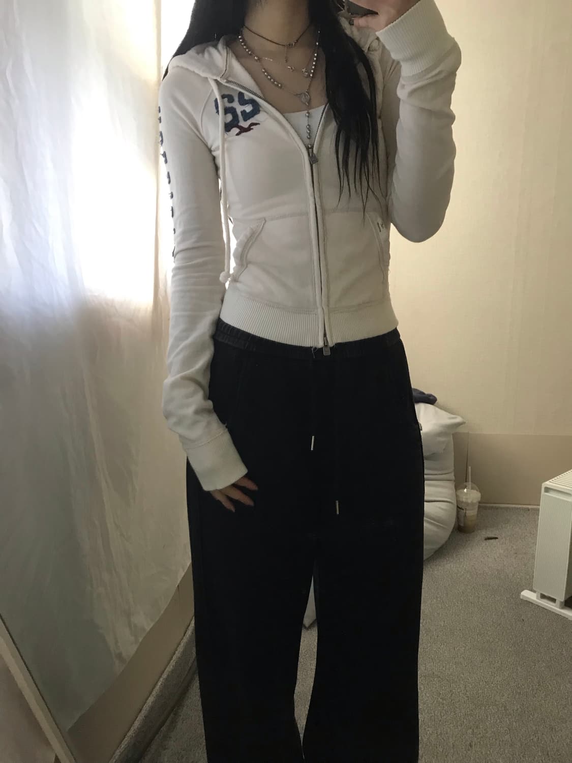 홀리스터 아이보리 딱붙핏 후드집업 상품이미지6