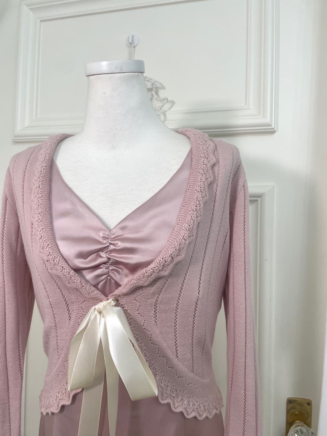 pink crochet lovely bolero&EF-DE satin s 상품이미지6