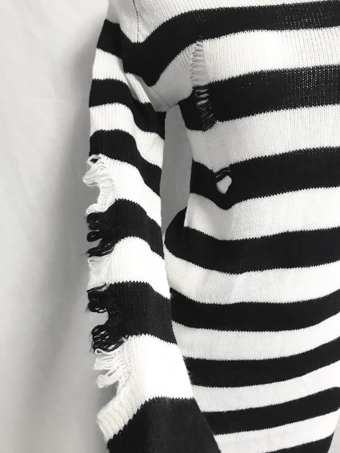 빈티지 펑크 데미지 스트라이프 후드 니트 원피스 상품이미지7