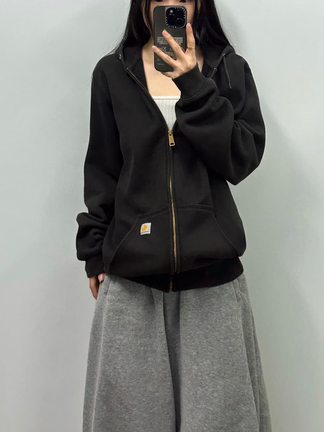 칼하트 자수로고 블랙 써멀 후드집업  상품이미지1