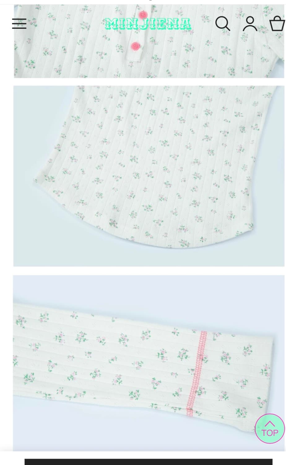 민지에나 플라워 롱 슬리브 화이트 상품이미지5