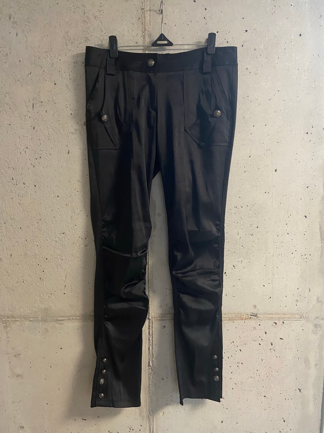 Satin black shirring pants 상품이미지1