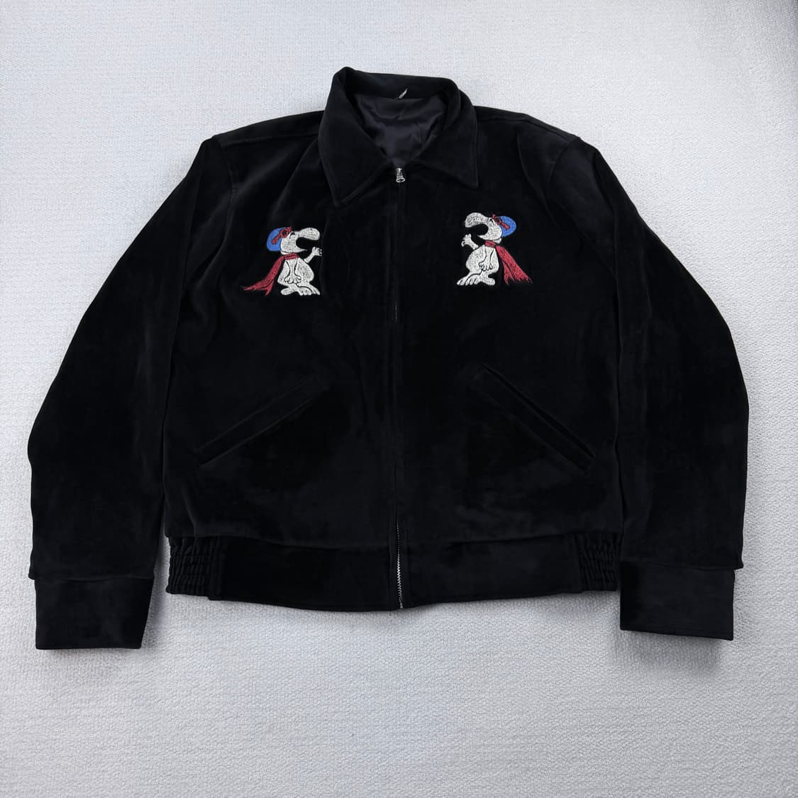 Military souvenir 복각 스누피 자수 벨벳 자켓 상품이미지1