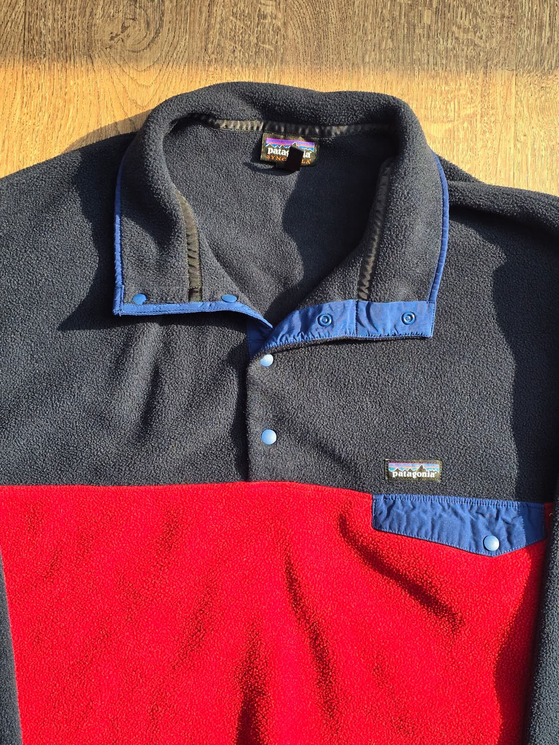 빈티지 파타고니아 신칠라 스냅티 투톤 레드 네이비 XXL 라이트웨이트 상품이미지1