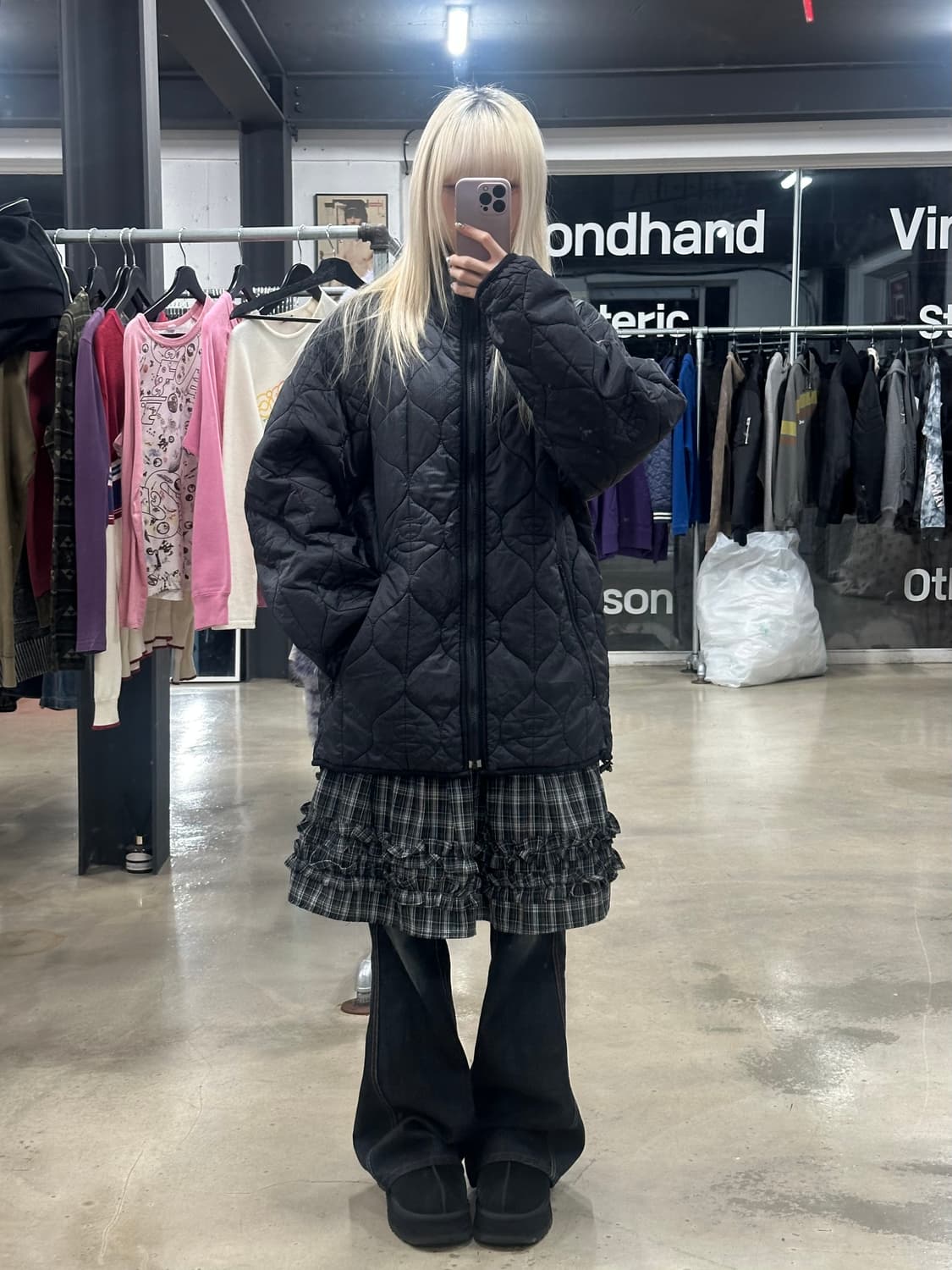 베이프 로고 그래픽 퀄팅 자켓 상품이미지2