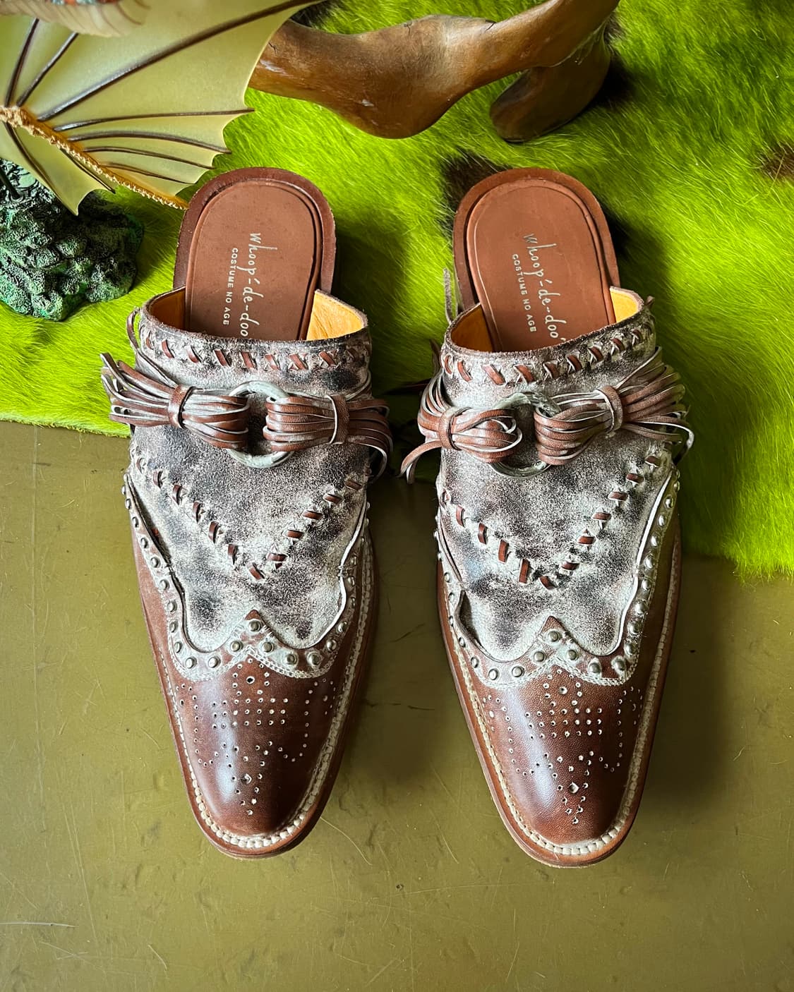 Whoop de doo Fringe Leather Mule Loafer 상품이미지2