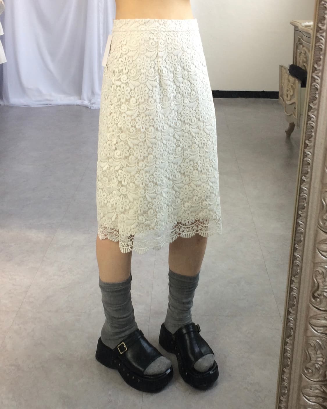 Crochet pattern point midi skirt 상품이미지7