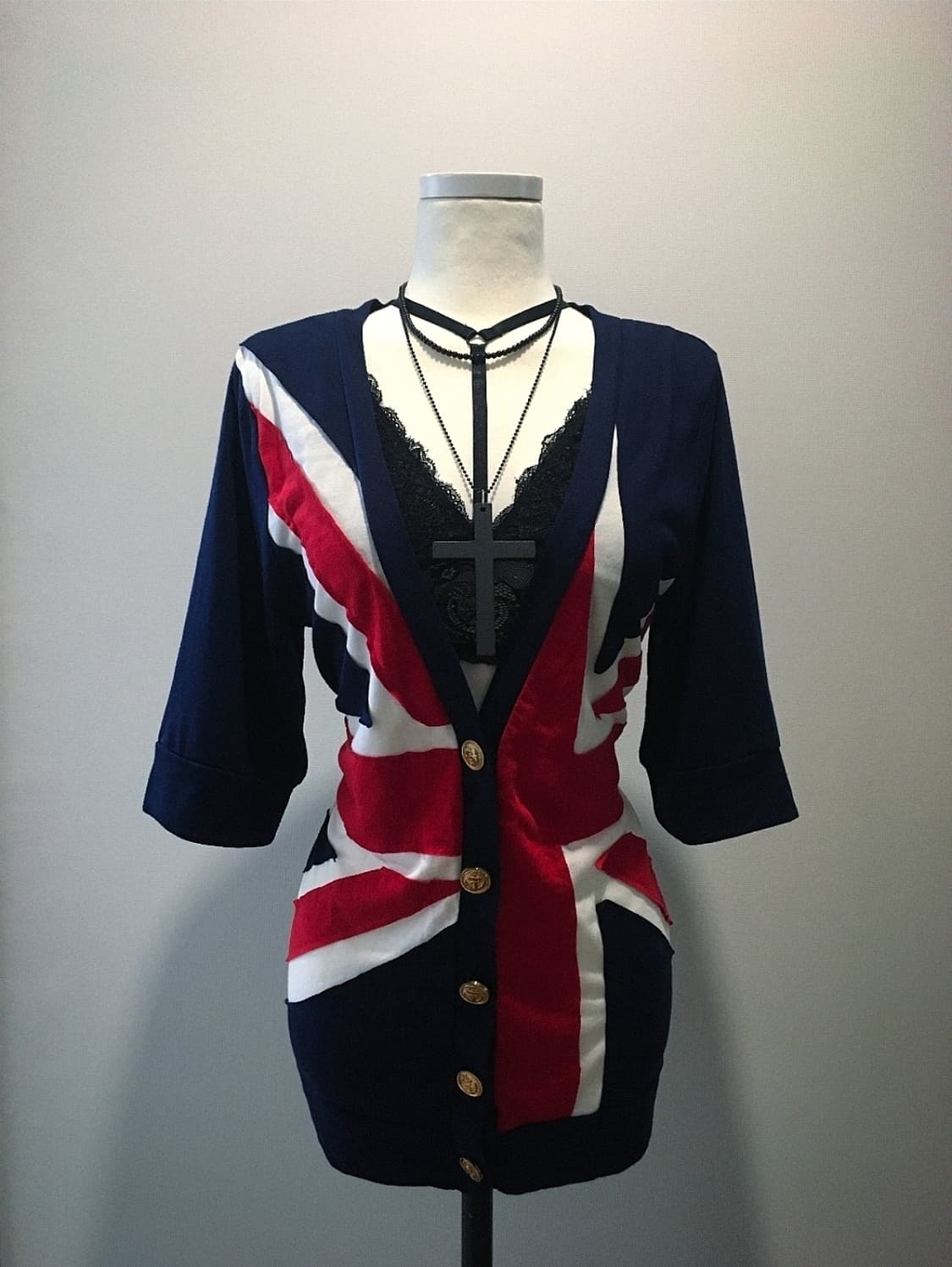 펑크st 성조기 패턴 7부 가디건 상품이미지1