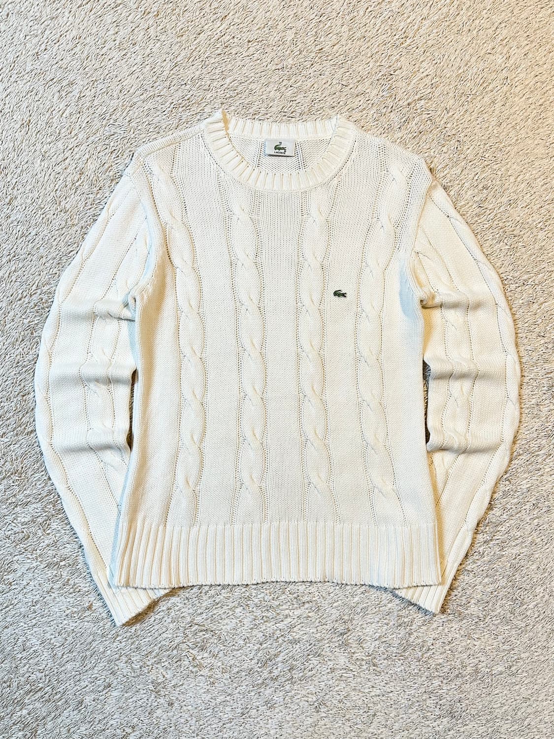 라코스테 LACOSTE 케이블 코튼 꽈배기 니트 화이트 상품이미지1