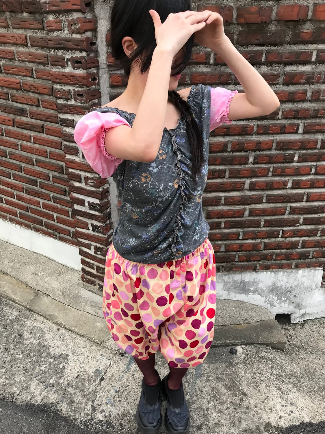 vintage pattern puff top 상품이미지5