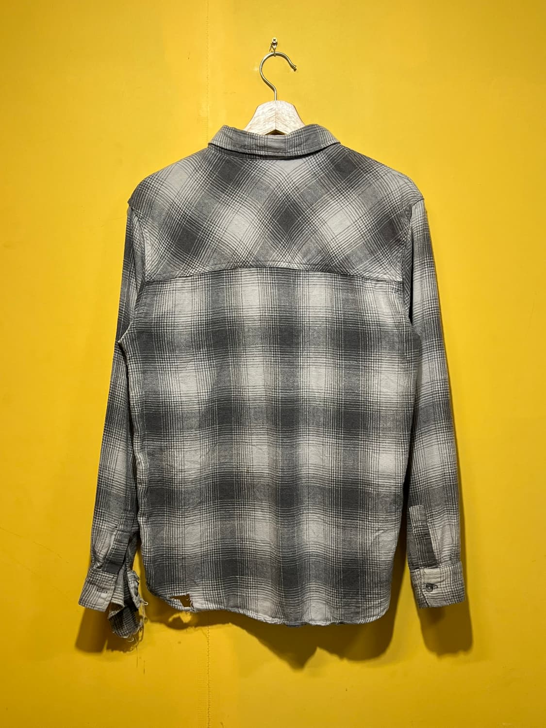 [S] 디스트레스드 데미지 체크 플란넬 셔츠 상품이미지8